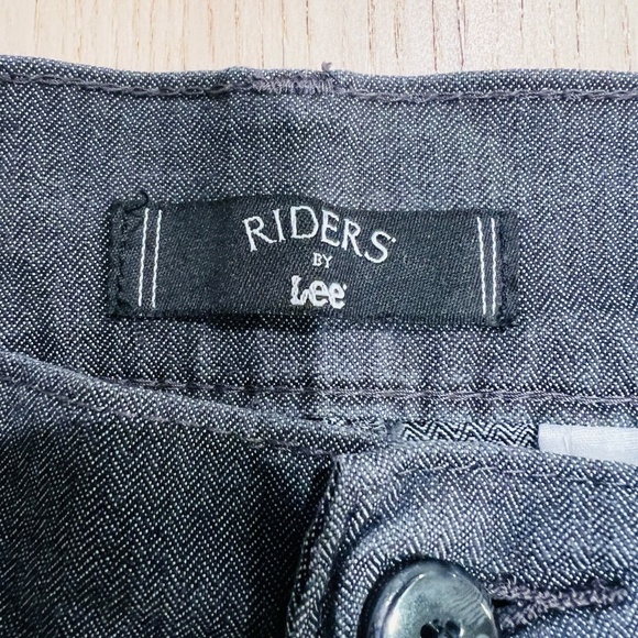 Riders by Lee Women's Gray Herringbone Trousers Pants Size 16 Stretch pinstripes - Picture 9 of 13